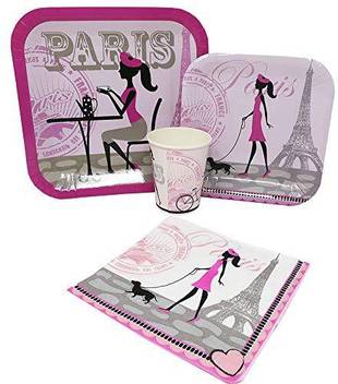 Blue Orchards Paris Standard Party Packs 65 Pieces For 16 Guests