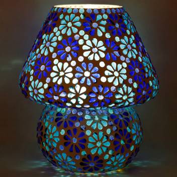 Earthenmetal Blue And Indigo Beads Decoared Decorative Table Lamp