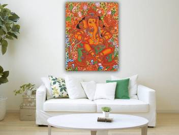Tamatina Canvas Painting Sri Ganesha Kerala Mural Painting