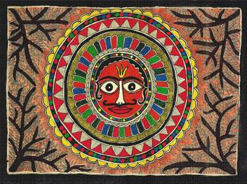 Kinaaz Madhubani Print Painting Canvas 22 Inch X 29 Inch Painting