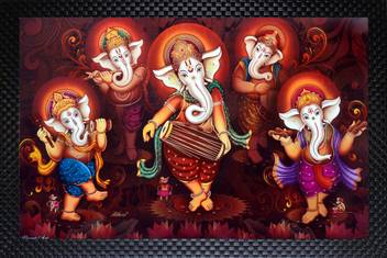 Janki Dancing Ganesha Modern Art Wall Paintings Digital Reprint 14 Inch X 20 Inch Painting