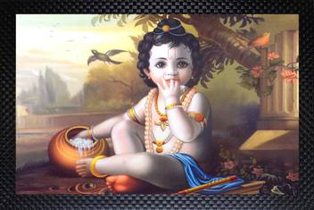 Janki Bal Krishna Eating Butter Modern Art Wall Painting Digital