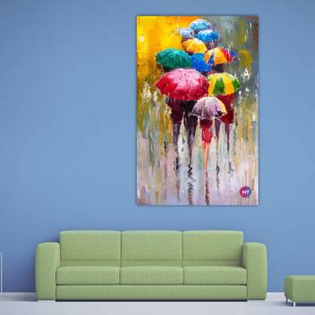 Chandras Abstract Rainy Day Single Frame Panel Canvas Wall Art