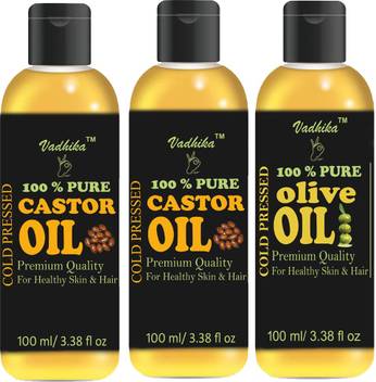 Vadhika 100 Pure Natural Olive Oil And Castor Oil Combo Of 3 No 100 Ml Bottles 300 Ml 300 Ml Hair Oil Price In India Buy Vadhika 100 Pure