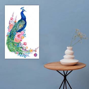 Chandras Abstract Bird And Peacock Flowers Single Frame Panel