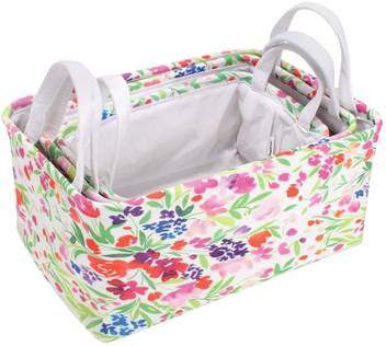Homestorie Floral Foldable Storage Basket Bins Organizer Set Of 3