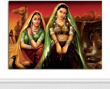 Tamatina Tamatina Rajasthani Canvas Painting Indian Village