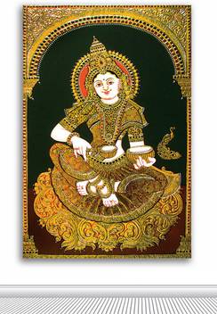 Tamatina Tamatina Kalamkari Canvas Painting Goddess Saraswati