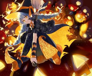 Athah Anime Original Yellow Eyes Wizard Hat Bloom White Hair Girl
