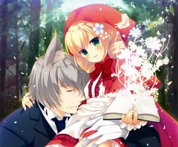 Athah Anime Original Red Riding Hood Book Short Hair Grey Hair Bow Green Eyes Blush Blonde Hood Flower Butterfly Smile 13 19 Inches Wall Poster Matte Finish Paper Print Animation Cartoons,Ultra Hd High Tech Wallpaper 4k