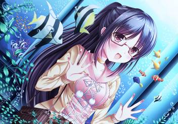 Athah Anime Original Girl Long Hair Ponytail Bubble Fish Water Purple Hair Purple Eyes Glasses Blush Aquarium 13 19 Inches Wall Poster Matte Finish Paper Print Animation Cartoons Posters In India