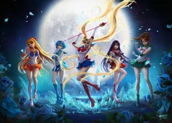 Athah Anime Sailor Moon Girl Woman Colorful Green Eyes Blue Eyes