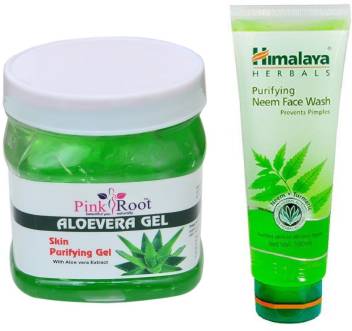 Pink Root Aloevera Gel 500ml With Himalaya Neem Face Wash Price In