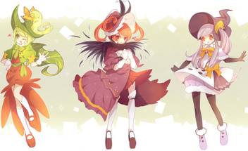 Athah Anime Original Fantasy Girl Skirt Long Hair Short Hair Orange Hair White Hair Green Hair