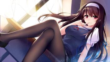 Athah Anime Saekano How To Raise A Boring Girlfriend Utaha Kasumigaoka Long Hair Purple Hair Red Eyes School Uniform Pantyhose Skirt Blush Headband 13 19 Inches Wall Poster Matte Finish Paper Print