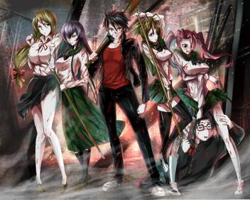 Athah Anime Highschool Of The Dead Shizuka Marikawa Saeko Busujima Takashi Komuro Rei Miyamoto Saya Takagi