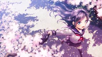 Athah Anime Original Girl Long Hair Purple Hair Cherry Blossom