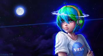 Athah Anime Earth Chan Meme Girl Headphones Space Milky Way 13 19 Inches Wall Poster Matte Finish Paper Print Animation Cartoons Posters In India Buy Art Film Design Movie Music Nature