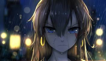 Athah Anime Original Girl Long Hair Brown Hair Blue Eyes Earrings Light 13 19 Inches Wall Poster Matte Finish Paper Print Animation Cartoons Posters In India Buy Art Film Design