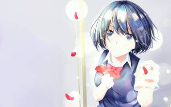 Wallpaper Athah Anime Kuzu No Honkai Girl Flower Petal Blue Hair Blue Eyes For Free