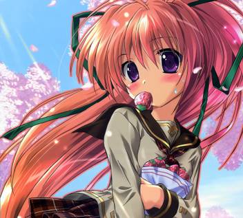 Athah Anime Original Long Hair Orange Hair Strawberry Bow Blush