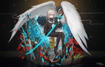 Athah Anime Touransai Girl Long Hair White Hair Glasses Yellow