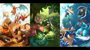 Athah Anime Pokemon Fire Pokemon Grass Pokemon Water Pokemon Typhlosion Charizard Blaziken Emboar Infernape Sceptile Venusaur Torterra Meganium Serperior Samurott Empoleon Swampert Feraligatr Blastoise Starter Pokemon 13 19 Inches Wall Poster Matte Finish