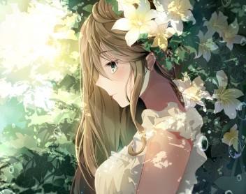 Athah Anime Original Girl Blush Smile Blonde Long Hair Flower
