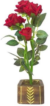 Kaykon Artificial Red Roses With Wooden Pot Natural Looking Roses For Your Love Best On Flipkart Red Rose Artificial Flower With Pot Red Rose Artificial Flower Price In India Buy
