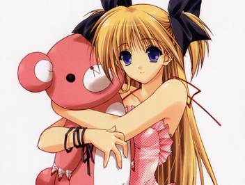 Athah Anime Original Long Hair Hug Teddy Bear Blonde Blue Eyes