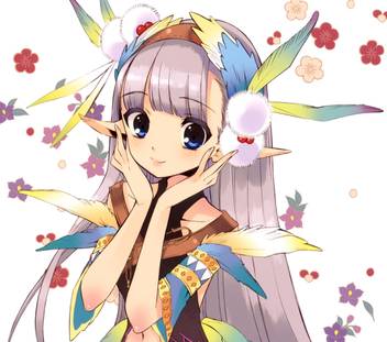 Athah Anime Original Pointed Ears Elf Long Hair Blue Eyes Flower