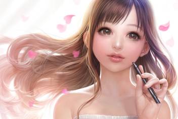 Athah Anime Girl Brown Eyes Brown Hair Face Long Hair 13 19 Inches Wall Poster Matte Finish Paper Print Animation Cartoons Posters In India Buy Art Film Design Movie Music