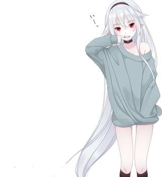 Athah Anime Original Red Eyes White Hair Long Hair Sweater