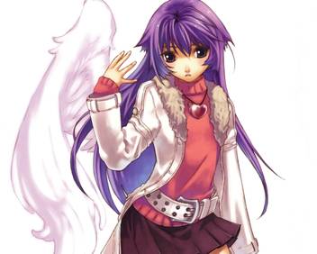 Athah Anime Angel Heart Long Hair Coat Purple Hair Purple Eyes