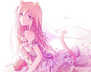 Athah Anime Original Girl Long Hair Pink Hair Animal Ears Tail