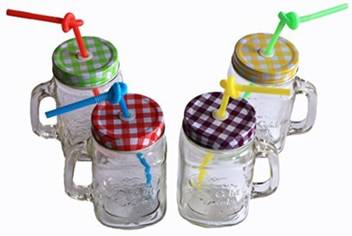 Satyam Kraft Masons Glass Jar With Folding Straw Set Of 4 Return