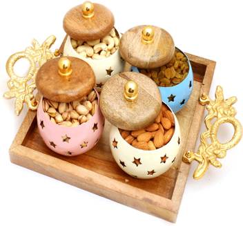 Ghasitaram Gifts Dryfruits Square Wooden Platter With 4 Dryfruits Jars Price In India Buy Ghasitaram Gifts Dryfruits Square Wooden Platter With 4 Dryfruits Jars Online At Flipkart Com
