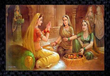 Janki Online Modern Art Canvas Rajasthani Large Glass Wall