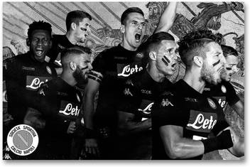 S S C Napoli Football Club Wall Poster Players Black White