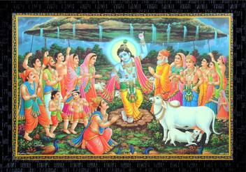 Janki God Shri Krishna Goverdhan Parvat Wall Painting with frame Canvas 14  inch x 20 inch Painting Price in India - Buy Janki God Shri Krishna  Goverdhan Parvat Wall Painting with frame