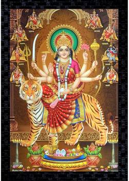 Janki God Durga Mataji Wall Paintings Photo Frame Canvas 20 Inch X