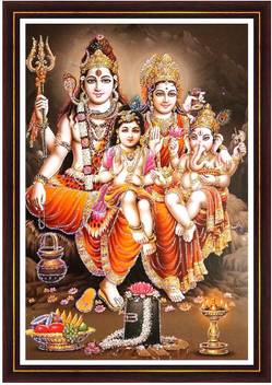 Vintan Lord Shiv Parivar Uv Effect Non Breakabel Acrylic Glass Wooden Wall Hanging Religious God