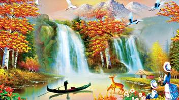 Waqi Beautiful Waterfall Canvas 16 Inch X 11 Inch Painting Price