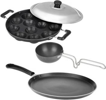 Bms Lifestyle Non Stick 12 Cavity Appam Patra With Lid Tadka Pan And Dosa Tawa Paniyarakkal Set With Lid Price In India Buy Bms Lifestyle Non Stick 12 Cavity Appam Patra With