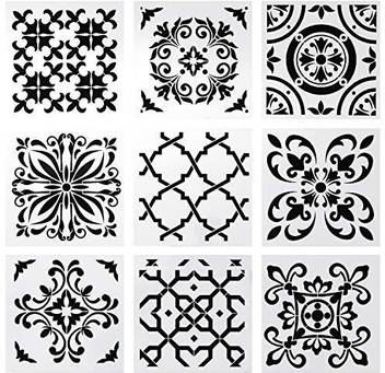 Dabuliu 9 Pack Premium Quality Reusable Stencils 6x6 Inch Laser