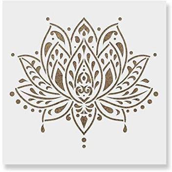 Genrc Sacred Lotus Flower Stencil Template For Walls And Crafts