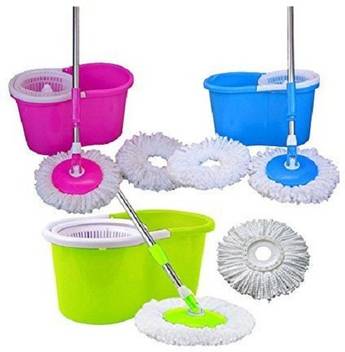 Holme S 360 Degree Spin Floor Cleaning Easy Magic Plastic Bucket Mop With 2 Microfiber Heads Mop Set Price In India Buy Holme S 360 Degree Spin Floor Cleaning Easy Magic Plastic Bucket