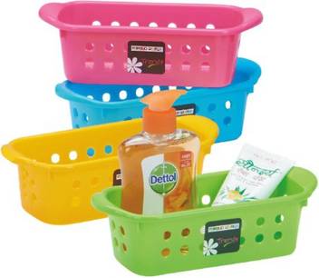 Plasto World Trendy Set Of 4 30 Cm Multicolored Storage Basket