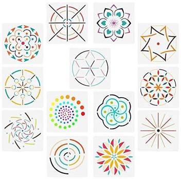 Umiwe Mandala Stencil Template 12 Pieces Reusable Rock Painting