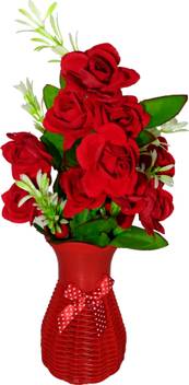 Rose Vibe Flower Plastic Vase With Roses Bunch Vase With Many Roses Head Red Rose Artificial Flower With Pot Price In India Buy Rose Vibe Flower Plastic Vase With Roses Bunch